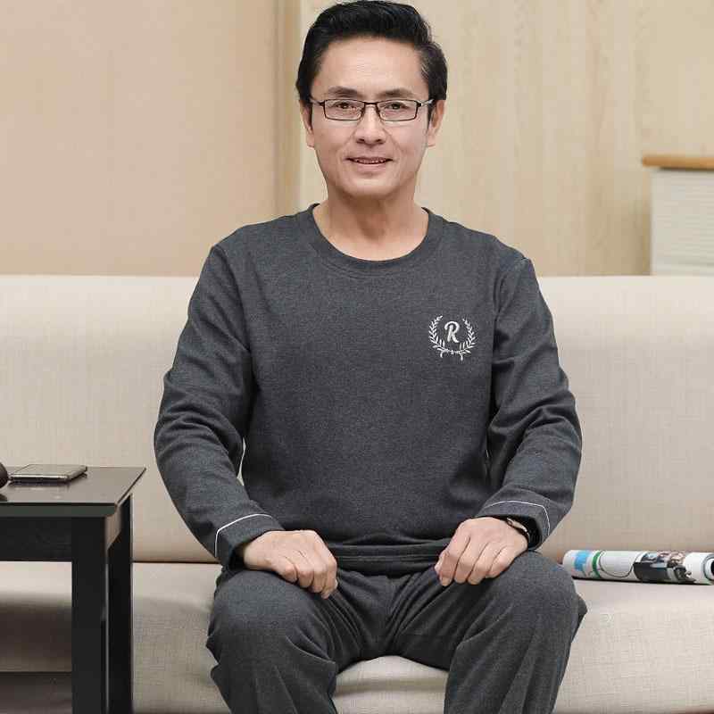 パジャマ メンズ 中高年 シニア 長袖 セットアップ プルオーバー クルーネック 長ズボン ルームウェア 普段使い リラックス 綿 大きいサイズ 快適 通気性 吸湿速乾 春秋