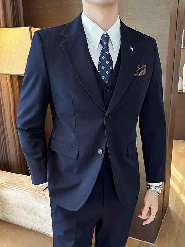 スーツ メンズ ビジネス スリーピース ジャケット ベスト スラックス セットアップ 通勤 フォーマル 結婚式 礼服 無地 スリム ノンアイロン 防シワ ポリエステル混紡