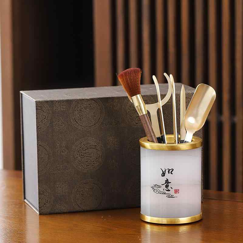 茶道具 翡翠 茶道六君子セット 中国茶 功夫茶器 煎茶用品 茶器 銅製 高級感 おしゃれ 普段使い 来客用 ギフト プレゼント おうち時間 茶刀 茶挟 癒し インテリア