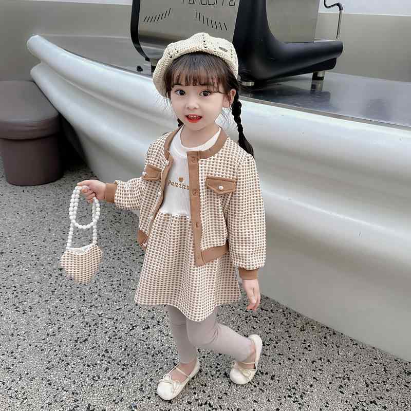 ワンピース ベビー 女の子 春秋 上品 おしゃれ チェック柄 ジャケット 3点セット 綿 柔らかい 長袖 かわいい プリンセス風 普段使い お出かけ 結婚式 発表会 フォーマル