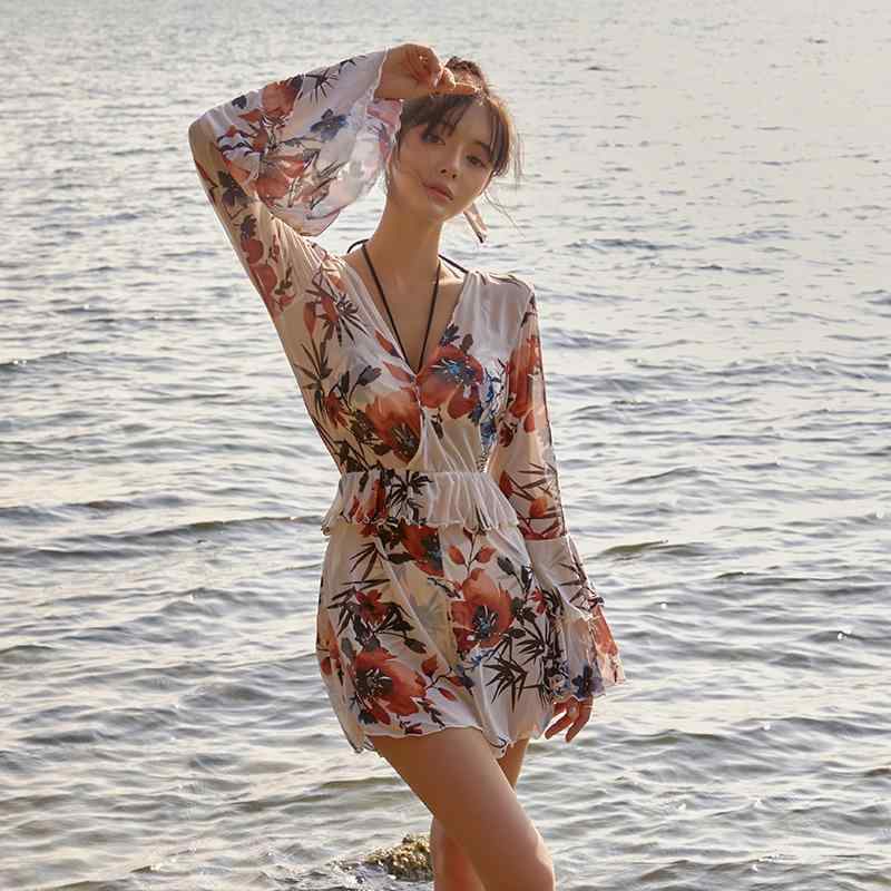 水着 レディース スイムウェア ビキニ セパレート 3点セット 花柄 谷間メイク バストアップ 細見え 着痩せ効果 おしゃれ セクシー 春夏 温泉 リゾート プール ビーチ