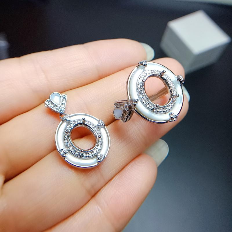 ジュエリーセット レディース S925シルバー マザーオブパール 上品 華やか スターダスト 指輪 リング フリーサイズ ネックレスチャーム 18Kホワイトゴールド ローズゴールドコーティング｜あじゅり