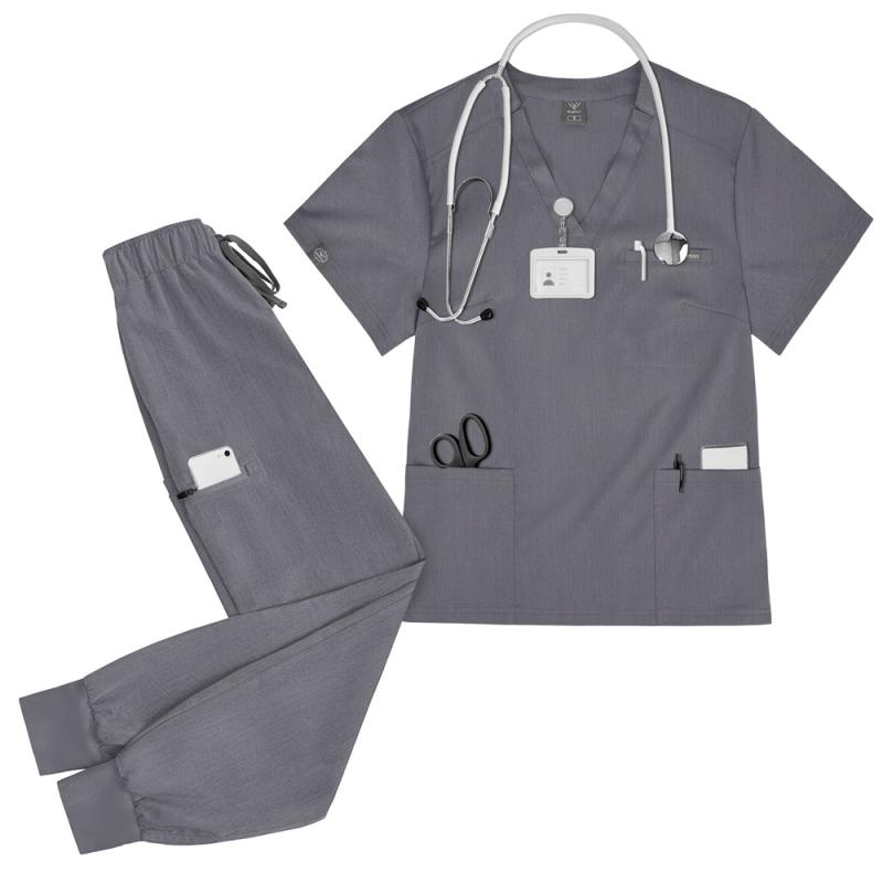 スクラブ メンズ 半袖 長ズボン 高品質 医療 ユニフォーム 医師 看護師 介護 病院 クリニック 吸湿速乾 ストレッチ Vネック
