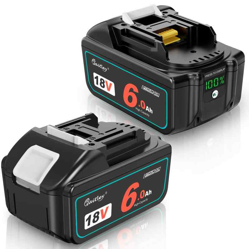 Waitley  取り替えっこ乾電池 18V BL1860 6.0Ah 過放電カットオフ＆多重保護すること電気回路 6000大静電容量独居室 BL1830 BL1840 BL1850相応う LEDデジタル残量書きあらわす 18V 電動物の具用 乾電池 端子取りまかなう付 PSE公許