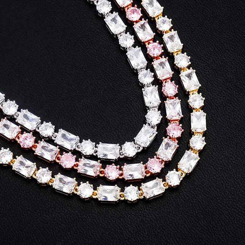 ネックレス 男女兼用 テニスチェーン ジルコニア ゴールド シルバー ゴールドシルバー ツートン 6mm 幅 スクエア ラウンド ヒップホップ ラッパー ジュエリー アクセサリー 18インチ 22インチ｜あじゅり
