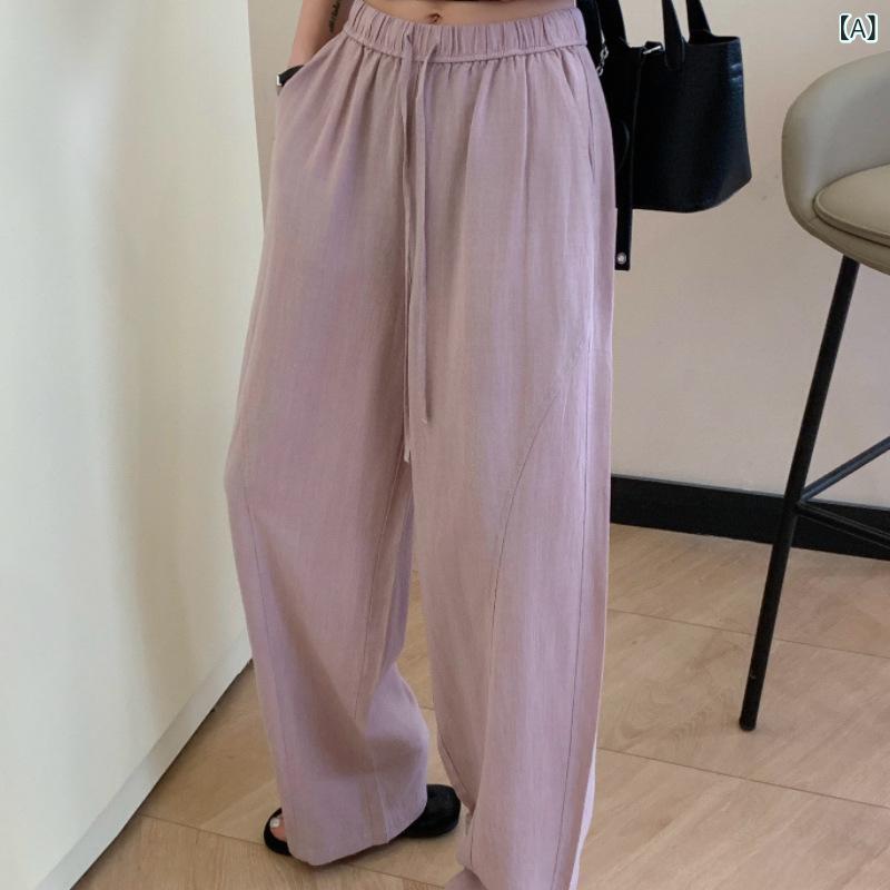 パンツ レディース テンセル リネン 麻混 接触冷感 薄手 春夏 ワイドパンツ ストレート ウエストゴム イージーパンツ ゆったり カジュアル 部屋着 普段着｜あじゅり 11,942円