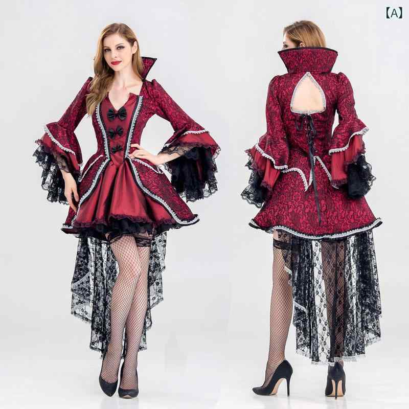 コスチューム レディース ハロウィン 吸血鬼 クイーン ロングドレス 魔女 ゾンビ 花嫁 舞台衣装 仮装 パーティー イベント｜あじゅり