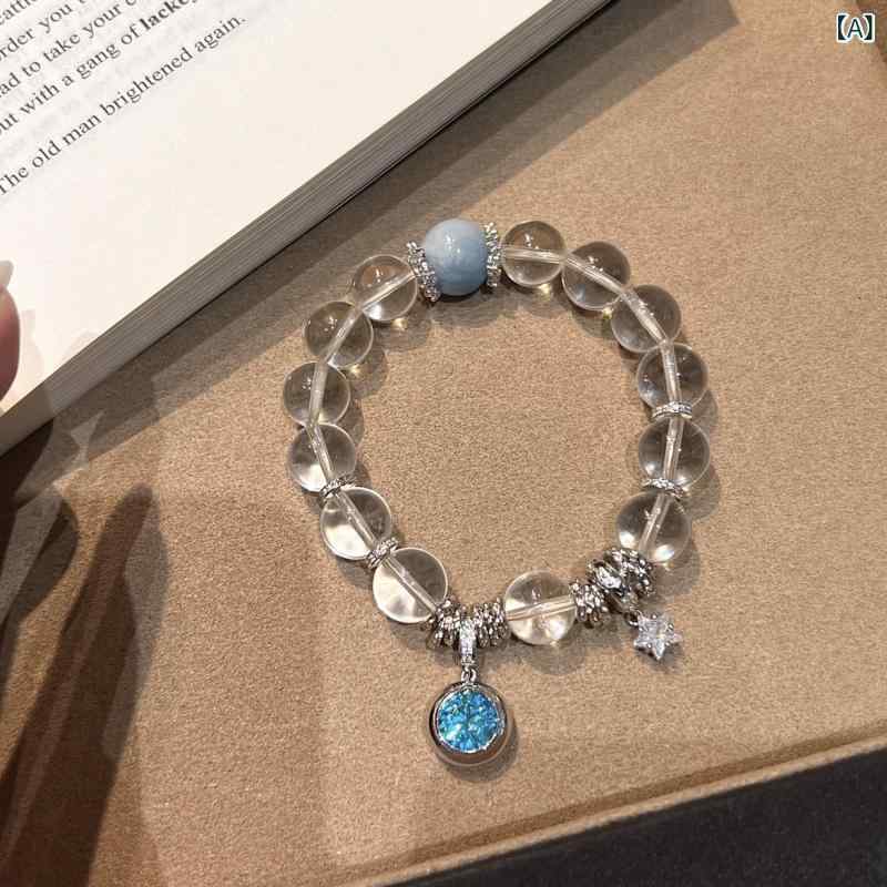 ブレスレット レディース シルバー925 天然石 白水晶 アクアマリン パワーストーン アクセサリー キラキラ 上品 電気メッキ加工 金属アレルギー対応 カジュアル 普段使い|あじゅり