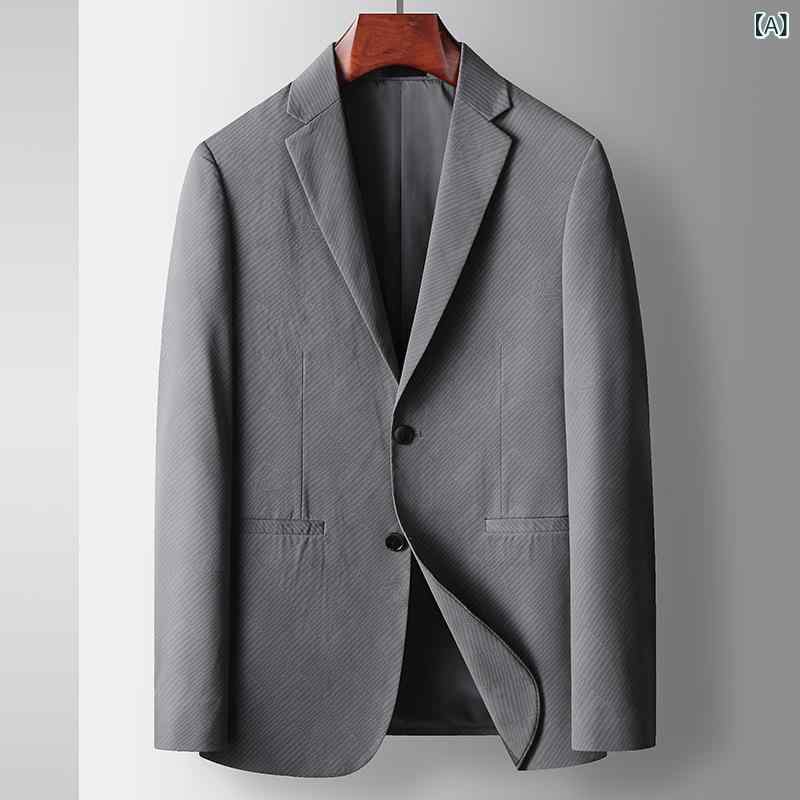 テーラードジャケット メンズ 春秋 ビジネス カジュアル 紳士服 アウター シングルボタン 無地 形状記憶 軽量 レギュラーフィット 通勤｜あじゅり