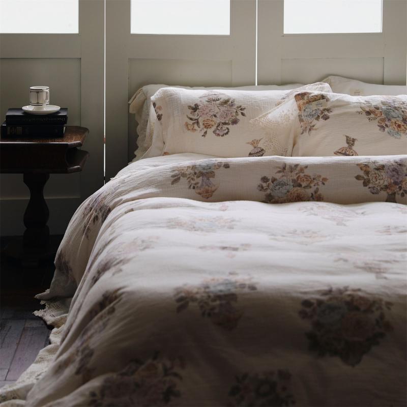 布団カバー 四件套 ダブル クイーン 綿 水洗 フリル付き フレンチ レトロ 田園風 無地 寝具カバーセット 掛け布団カバー 敷き布団カバー 枕カバー おしゃれ 肌触りが良い｜あじゅり