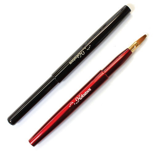 【名入無料】北斗園 熊野化粧筆（熊野筆・メイクブラシ）携帯用リップブラシ　平型（S）紅筆/HKT-F