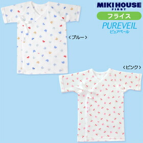 ミキハウスファースト(ベビー)mikihouseくまちゃん&チェリー フライス短肌着日本製(50cm、60cm)