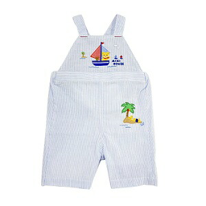 （通貨価値12000円+税をSALE）ミキハウス（mikihouse）\u003cBR\u003eプッチー♪５分丈ストライプサロペット（遊撃手オール）\u003cBR\u003e（80ｃｍ、90ｃｍ、100ｃｍ）