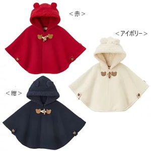 ミキハウス（ホットビスケッツ）HOTBISCUITS　mikihouse 耳付きで可愛いフリースマント F（70ｃｍ～90ｃｍ）（送料込）
