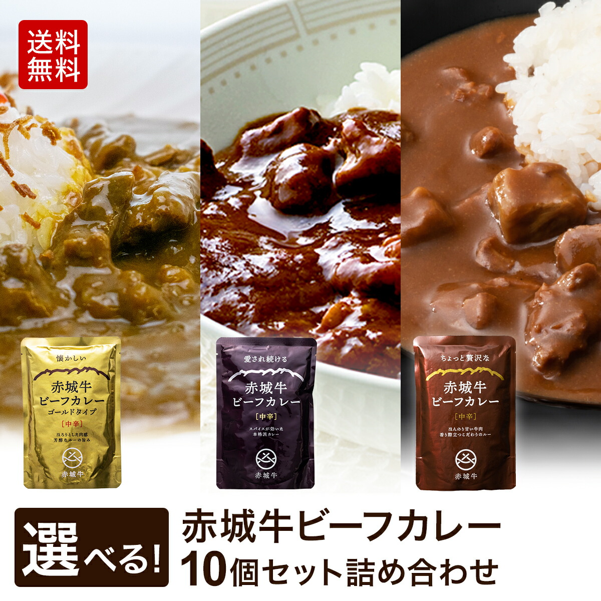 赤城牛ビーフカレー 選べる 10個 セット 10人前 送料無料 赤城牛 レトルト ビーフカレー 詰め合わせ お取り寄せ グルメ 国産牛 牛肉 贈答用 お中元 お誕生日 出産祝い 父の日 内祝い