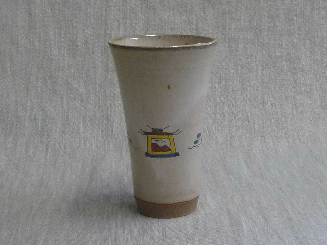 赤膚焼 奈良図絵 麦酒優勝杯 フリーカップ 昭真盛り窯 白み ビール 画工シロモノ Colegiovictorhugo Cl