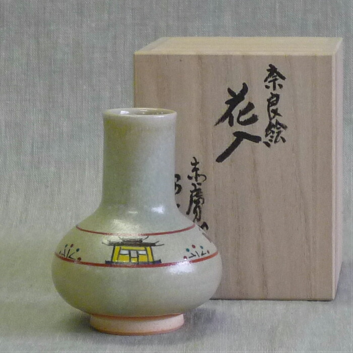楽天市場】赤膚焼 奈良絵花瓶 昭山窯 白 奈良絵 花入 : 赤膚焼