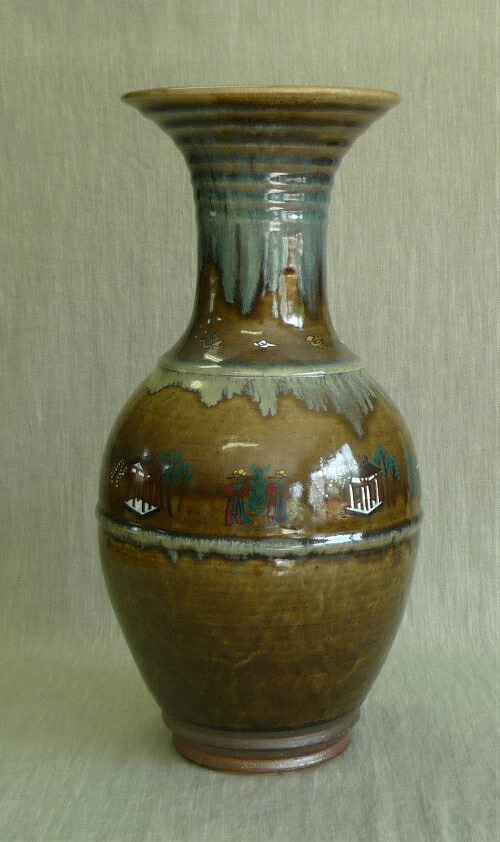 奈良赤膚焼　大塩昭山　大型花瓶　花器　花入 楽天市場】赤膚焼 奈良絵一輪生 昭山窯 奈良絵 花入 一輪生