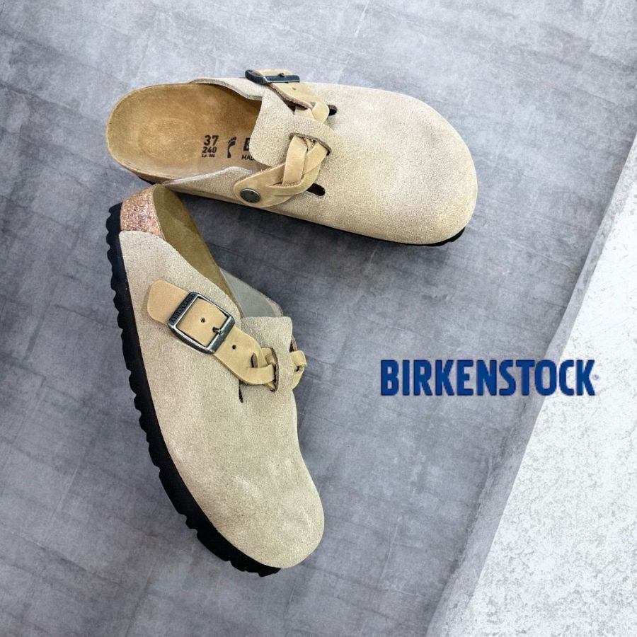 2026春夏新入荷 BIRKENSTOCK ビルケンシュトック BOSTON Braided ボストン ブレイデッド Taupe トープ 1026694 ナロー幅 幅狭 本革 スエード クロッグ レディース 靴|あかい靴