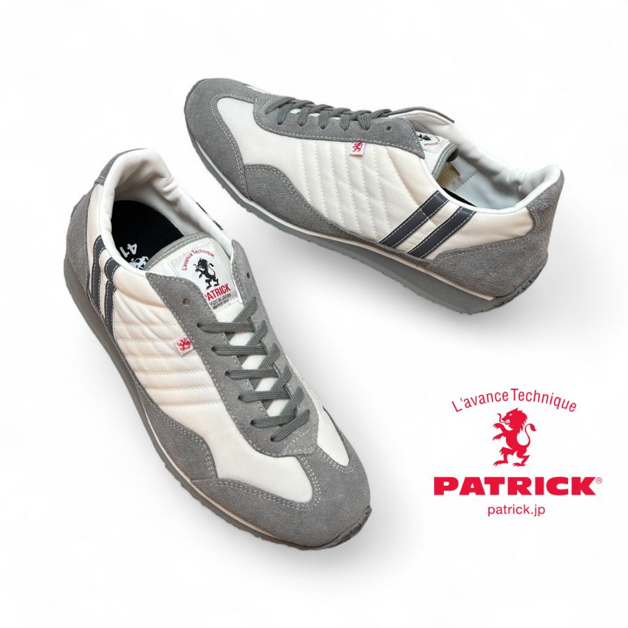 ヒモ通しお届け PATRICK[パトリック]/STADIUM[スタジアム]/WH/GY[ホワイト/グレー]/23130 スニーカー カジュアル レザー 本革 靴 レディース メンズ｜あかい靴