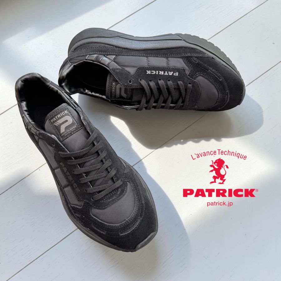 2026春夏新作 PATRICK[パトリック]/MX90-LF[エムエックス90・リーフ]/BLK [ブラック] /508141 スニーカー カジュアル ナイロン レザー 本革 靴 レディース メンズ ヒモ通しお届け｜あかい靴