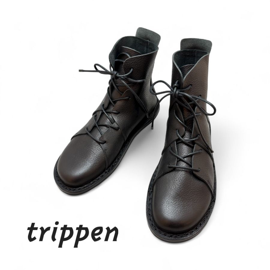美品✨trippen✨2way 厚底レザー ショートブーツ 36 黒 トリッペンTrippen ショートブーツ ブラック 新 モデル