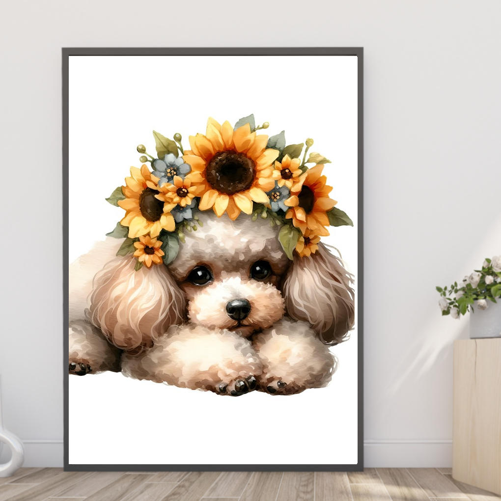 楽天市場】【送料無料】アートポスター【トイプードルと花01】イヌ