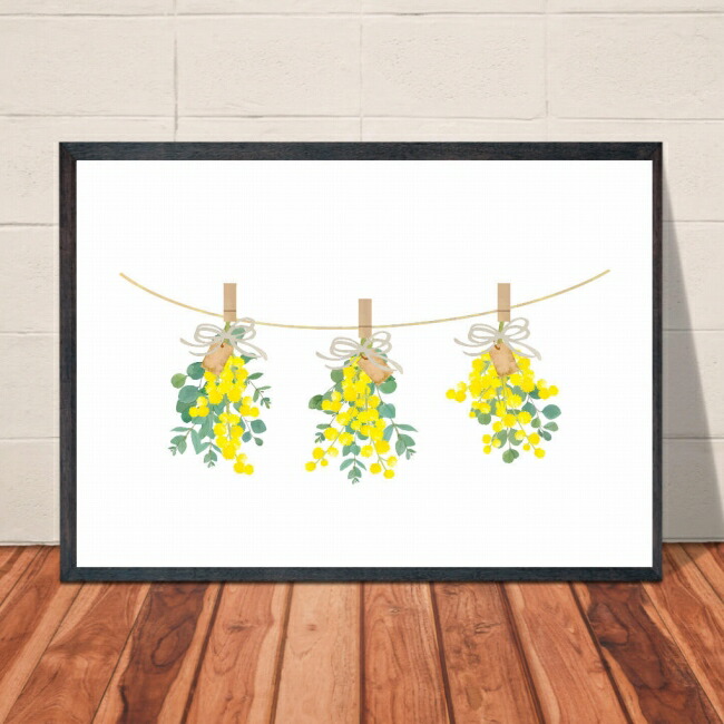 楽天市場】【送料無料】A4・A3ポスター【水彩手描きミモザのスワッグ