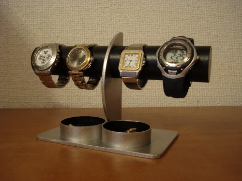 腕時計スタンド ウオッチスタンド おしゃれ 高級 6本用 4本用 自作 腕時計展示台 腕時計 腕時計収納 4本掛けダブル丸トレイ腕時計スタンド ブラック Rak6696 激安単価で