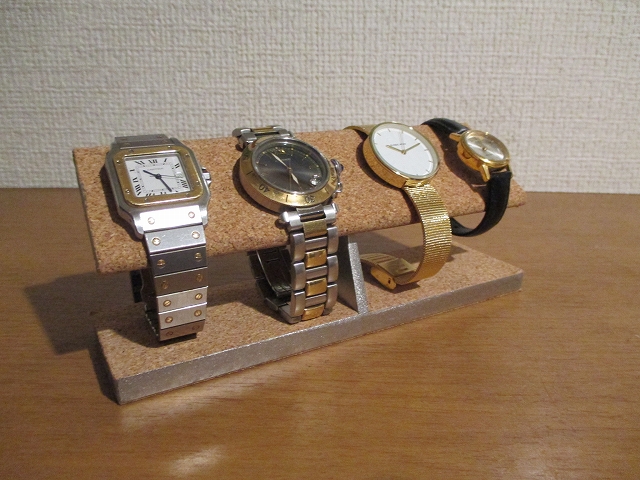 ウオッチスタンド 腕時計スタンド おしゃれ 腕時計 ハンドメイド 腕時計展示台 4本用 腕時計収納 コルク