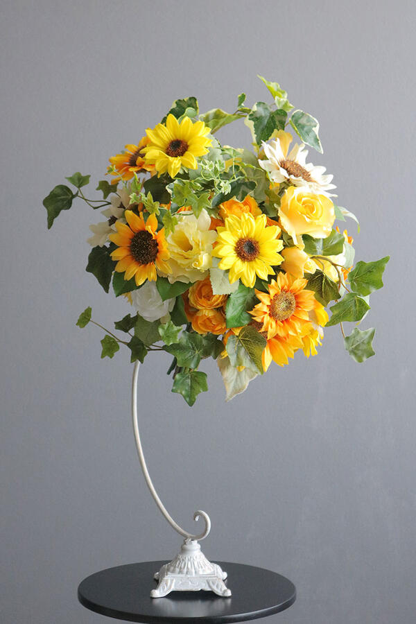 向日葵 × さくら色 室内装飾花束（造花）