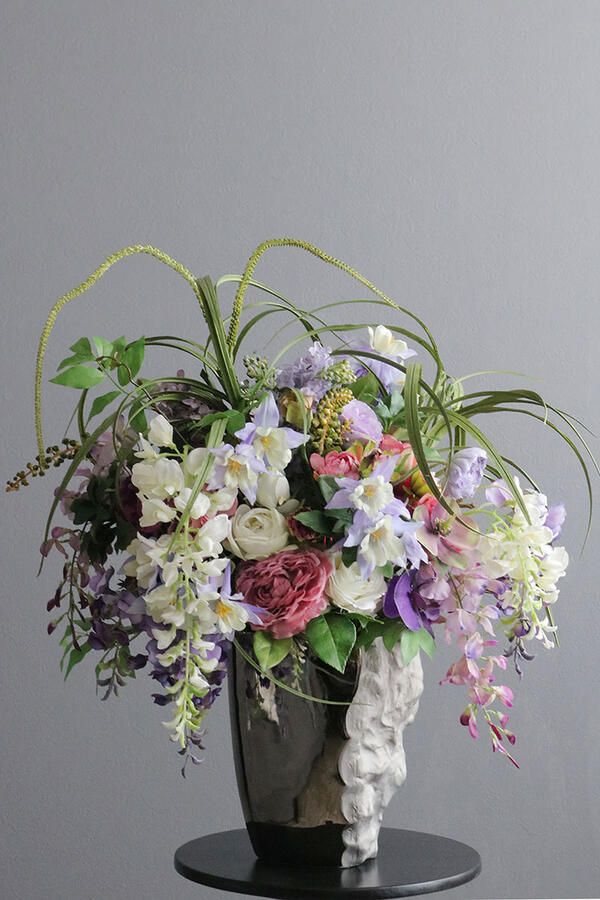 藤×さくら色 さくら色・パーブルブーケ ロシェベース（花器うつり変わり）（造花）【フレグランスオプションあり】