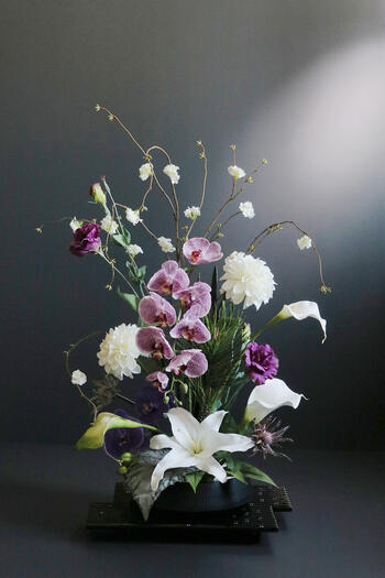 ダリア×カサブランカ×コデマリ 和風表現スタイル（造花）
