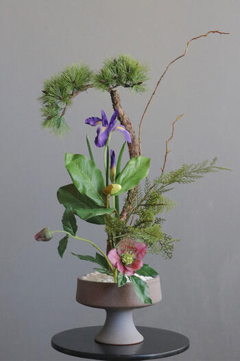 松枝×花ショウブ 和風表現スタイル（造花）