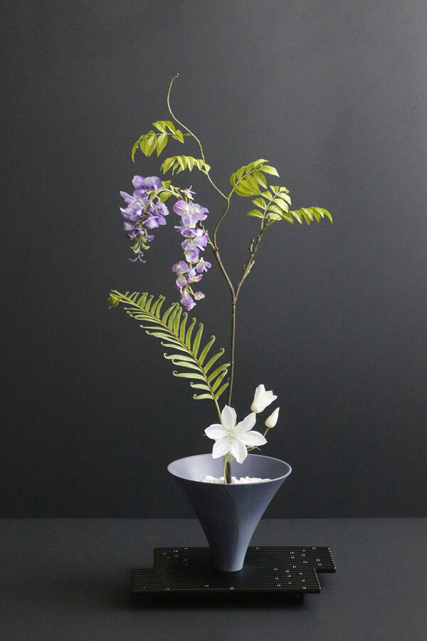 藤の花×クレマチス 活け花新つら構え 和風表現スタイル(造花）