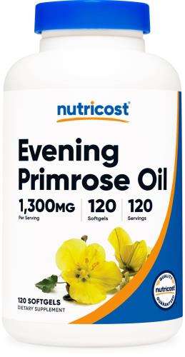 Nutricost 月見草オイル 1300mg 120ソフトカプセル NON-GMO グルテンフリー