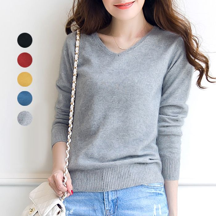 楽天市場 セーター ニット 長袖 Vネック カシミヤ レディース 薄地 伸縮性 暖かい 冬 秋 春 無地 柔らかい 大きいサイズ ストレッチ 動きやすい 着心地 女性 定番 A B