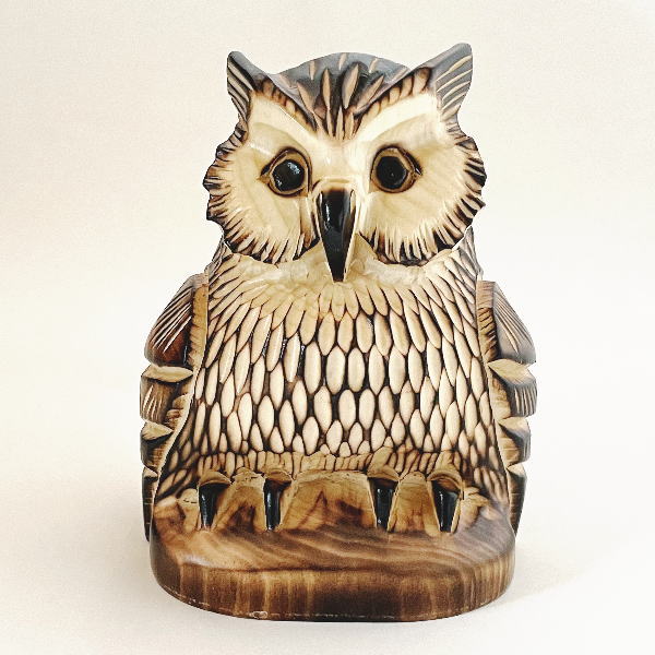 楽天市場】木彫りのふくろうの置物 焼き 台付 夫婦 6号 北海道 きぼり