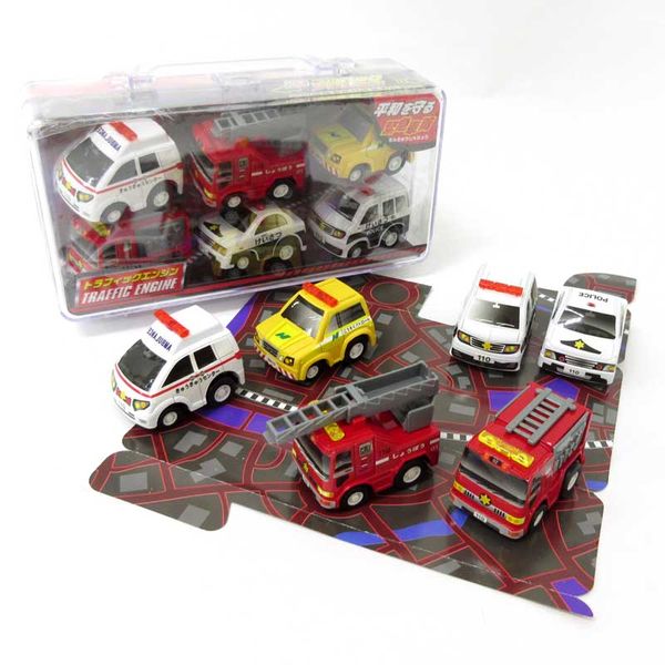 (LINEクーポン有)4534253023784 【12個入】 プルバック対応☆緊急車両6pcsセット 救急車・消防車・パトカー No．201－378【キャンセル不可】