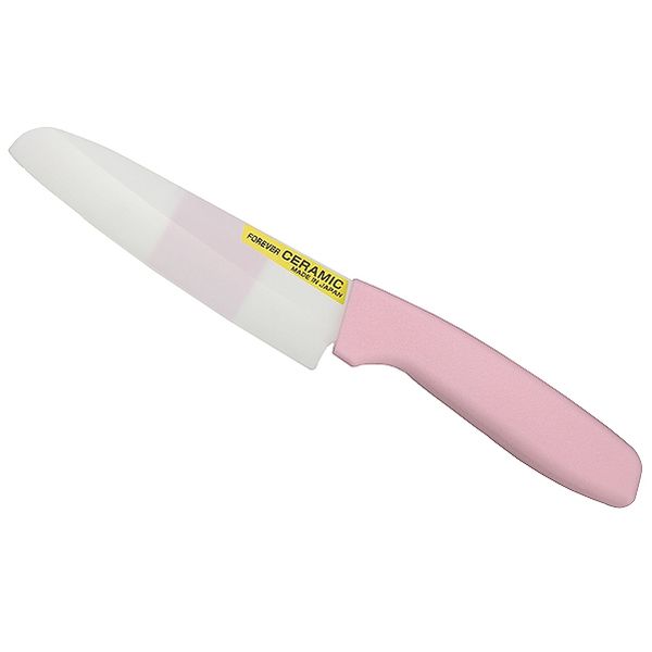 (LINEクーポン有)4537656005203 【30個入】抗菌カラーセラミック包丁140mm ピンク縞・ピンクハンドル KC－14PP【キャンセル不可】