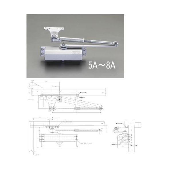 (LINEクーポン有)【即納在庫品】「直送」【個人宅配送不可】 エスコ EA951LD-8A 直送 代引不可・他メーカー同梱不可 ８５ｋｇ以下 ドアクローザー【パラレル型】シルバー EA951LD8A【キャンセル不可】