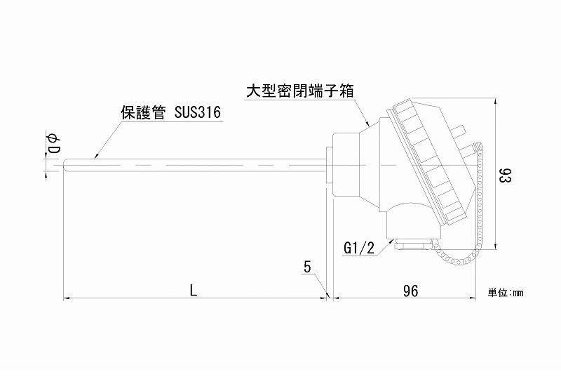 【個数：1個】日本電測 RN3-8-15 端子箱形白金測温抵抗体 RN3815