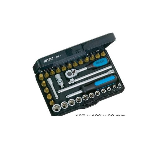 (LINEクーポン有)【納期-通常7日以内に発送 在庫切れ時-約2ヶ月 】ハゼット HAZET 854-1 ラチェットセット１／４ 8541