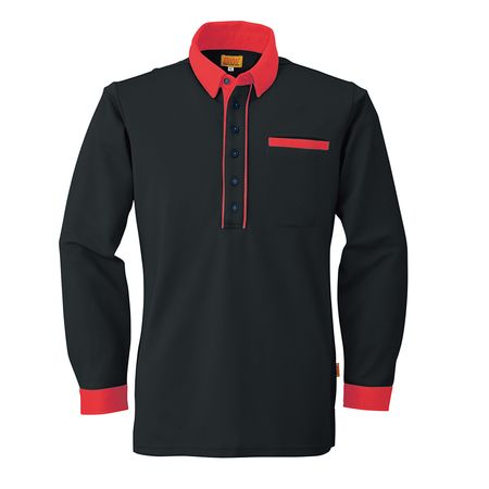 (LINEクーポン有)4930269017395 SMART WORK WEAR SW525 メンズ／レデイース長袖ポロシヤツ 色：ブラツクXラストルージユ サイズ：4L