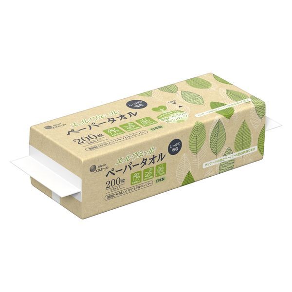 (LINEクーポン有)【同梱不可】【お一人さま1点限り】大王製紙 4902011825725 エルヴェールペーパータオル紙包装シングル200枚1P×42パック