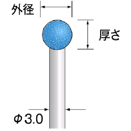 【即納在庫品】「直送」ミニモ CA3452 軸付砥石 ＳＰＨ砥石 軸径３ｍｍ 粒度＃８０ 外径Φ６