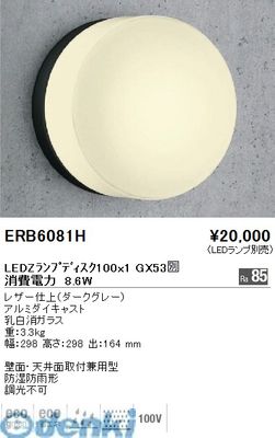 (LINEクーポン有)遠藤照明 ERB6081H アウトドアブラケット／防雨形／Ｄｉｓｋ１００