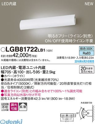 (LINEクーポン有)パナソニック LGB81722LB1 ＬＥＤブラケット 長手フラップ 昼白色 【送料無料】 Panasonic 壁直付型 照明器具 調光可