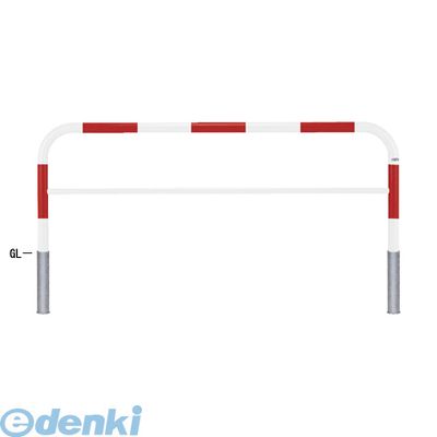 【個人宅配送不可】帝金 Teikin Y82C3-20 R&W 直送 代引不可・他メーカー同梱不可 スチール製バリカー 横型・コノ字型・アーチ型・U字型車止めポール スタンダードタイプ 中桟付・中桟あり φ60.5xt2.8 W2000 H800 mm 赤白色 Y82C320R&W|アカリカ