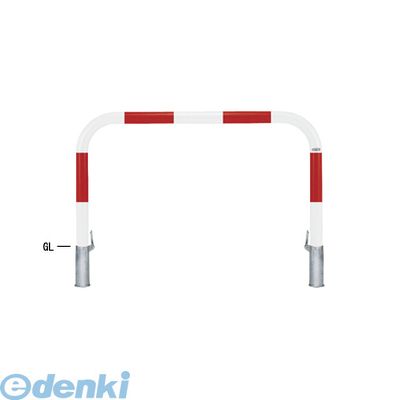 【個人宅配送不可】帝金 Teikin Y83P-15 R&W 直送 代引不可・他メーカー同梱不可 スチール製バリカー 横型・コノ字型・アーチ型・U字型車止めポール スタンダードタイプ φ76.3xt3.2 W1500 H800 mm 赤白色 Y83P15R&W|アカリカ